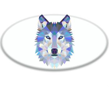 3D samolepky ovál - 5ks Vlk