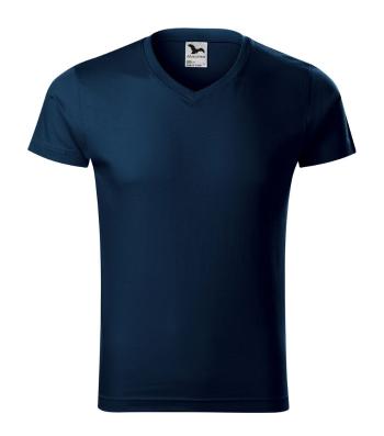 MALFINI Pánské tričko Slim Fit V-neck - Námořní modrá | XXL