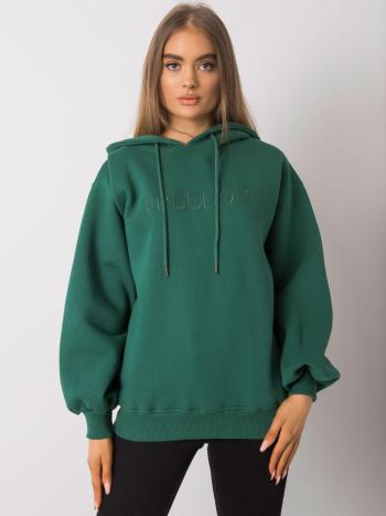 TMAVĚ ZELENÁ DÁMSKÁ MIKINA S NÁPISEM RV-BL-7006.18-DARK GREEN Velikost: L/XL