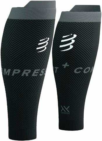 Compressport R2 Oxygen Black/Steel Grey T1 Běžecké návleky na lýtka