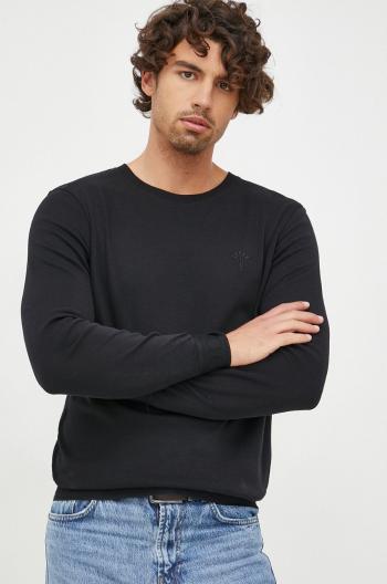 Bavlněné tričko s dlouhým rukávem Joop! černá barva, s aplikací