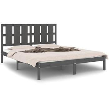 Rám postele šedý masivní dřevo 150 × 200 cm King Size, 3105607 (3105607)