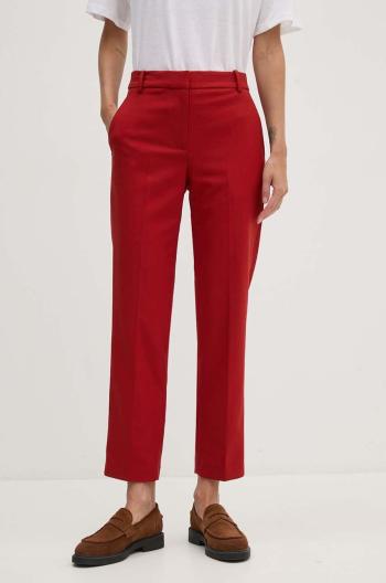 Kalhoty Tommy Hilfiger dámské, červená barva, jednoduché, high waist