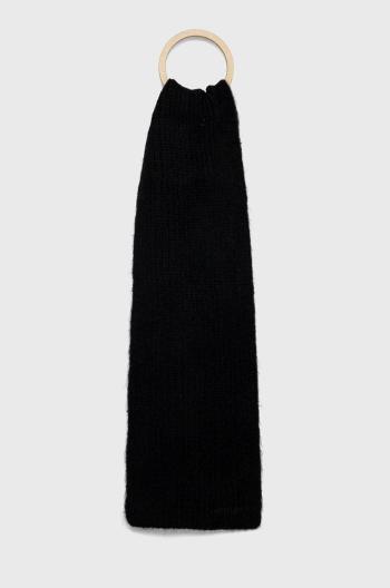 Šátek z vlněné směsi Superdry černá barva, hladký