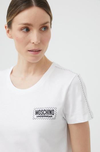 Bavlněné pyžamové tričko Moschino Underwear bílá barva