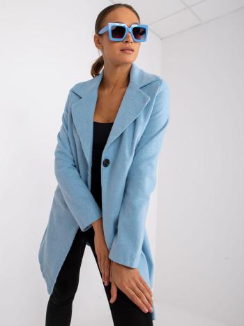 Světle modrý kabát Louise s kapsami a knoflíky MT-PL-19151-3.97P-light blue Velikost: S