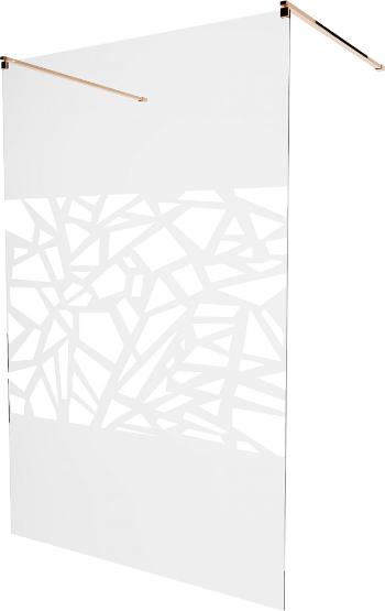 MEXEN/S KIOTO samostatně stojící sprchová zástěna 100 x 200 cm, transparent/bílá vzor 8 mm, růžové zlato 800-100-002-60-85