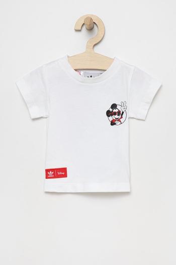 Dětské bavlněné tričko adidas Originals Disney HF7523 bílá barva, s potiskem
