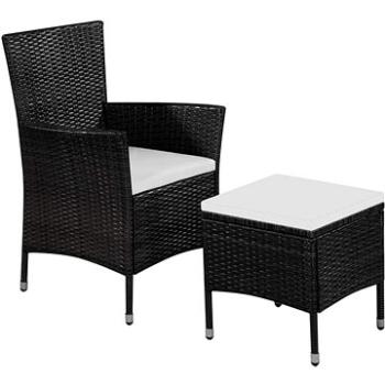 Zahradní židle a stolička s poduškami polyratan černé 44091 (44091)