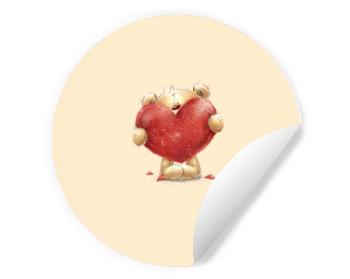 Samolepky kruh Teddy with heart