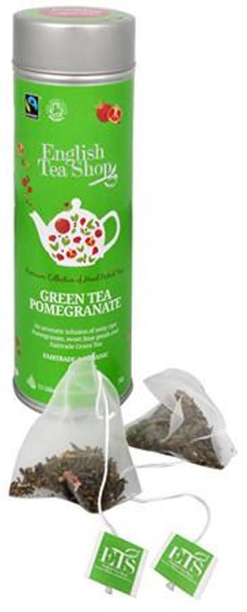 English Tea Shop Zelený čaj s granátovým jablkem - plechovka s 15 bioodbouratelnými pyramidkami