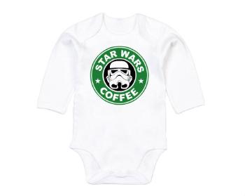 Dětské body dlouhý rukáv BIO Starwars coffee