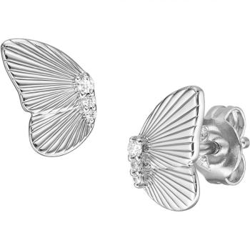 Fossil Slušivé stříbrné náušnice Butterflies s krystaly JFS00621040