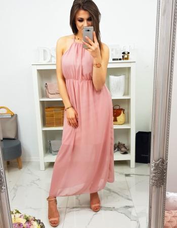 Růžové dámské maxi šaty ey0894 Velikost: ONE SIZE