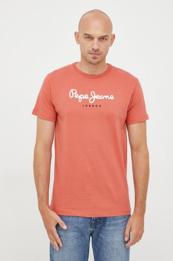 Bavlněné tričko Pepe Jeans oranžová barva, s potiskem