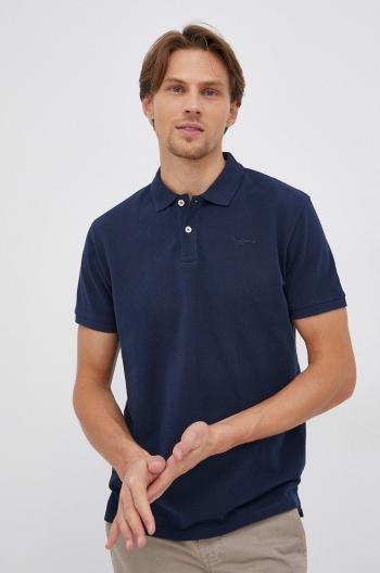 Bavlněné polo tričko Pepe Jeans Vincent tmavomodrá barva, hladké