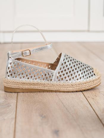 STŘÍBRNÉ ESPADRILKY S ŘEMÍNKEM G193S Velikost: 39