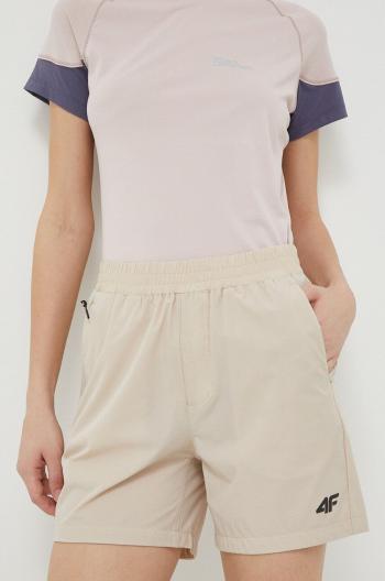 Outdoorové šortky 4F béžová barva, medium waist