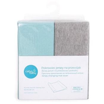 CEBA Potah na přebalovací podložku 50 × 70 – 80 cm 2 ks - Light Grey Melange+Turquoise (5907672328836)