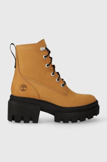 Kožené workery Timberland Everleigh Boot 6in LaceUp dámské, hnědá barva, na platformě, TB0A41QK2311