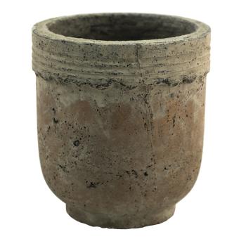 Béžovo-hnědý cementový květináč s patinou Mosse - Ø 19*20 cm 6TE0430