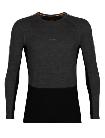 pánské triko dlouhý rukáv ICEBREAKER Mens ZoneKnit™ 200 LS Crewe, Jet HTHR/Black/Metro HTHR/Cb velikost: S