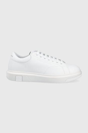 Kožené boty Armani Exchange bílá barva