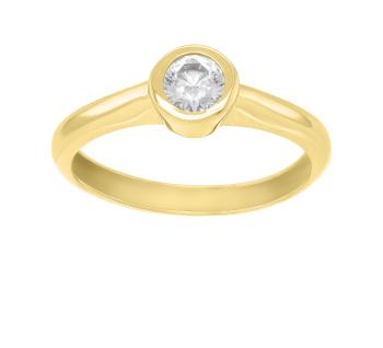 Brilio Silver Pozlacený zásnubní prsten se zirkonem SR042Y 56 mm