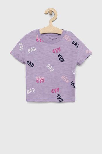 Dětské bavlněné tričko GAP fialová barva