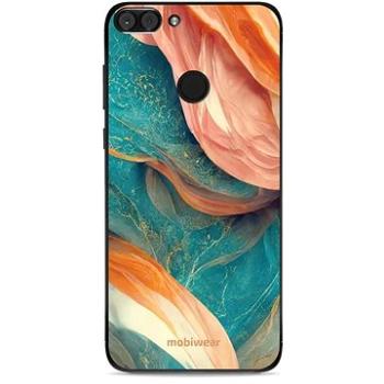 Mobiwear Glossy lesklý pro Huawei P Smart - G025G - Azurový a oranžový mramor (5904808526586)