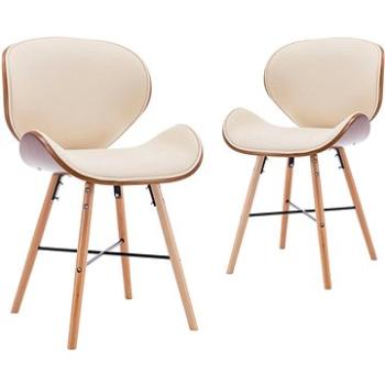 Jídelní židle 2 ks krémové umělá kůže a ohýbané dřevo (283141)