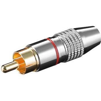 OEM Konektor cinch(M) na kabel, červený pruh, zlacený (11904)