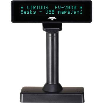 Virtuos VFD zákaznický displej Virtuos FV-2030B 2x20 9mm, USB, černý, EJG1003