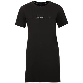 Calvin Klein EMBOSSED ICON LOUNGE-S/S NIGHSHIRT Dámské šaty, černá, velikost XS