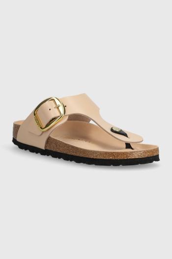 Kožené žabky Birkenstock Gizeh dámské, béžová barva, na plochém podpatku, 1026572