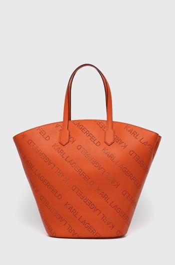 Kožená kabelka Karl Lagerfeld oranžová barva