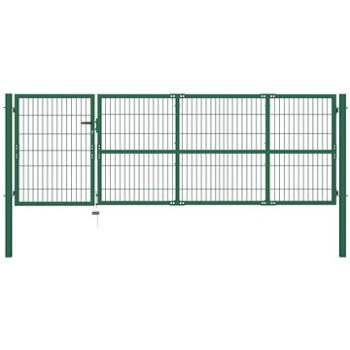 Zahradní plotová brána se sloupky 350×100 cm ocel zelená 142569
