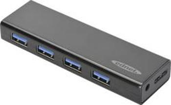 USB 3.0 hub ednet 85155, 4 porty, 15 mm, černá