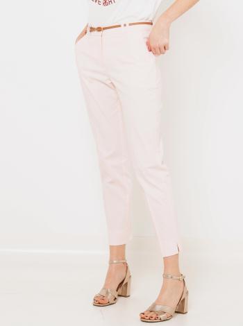 Světle růžové zkrácené slim fit kalhoty CAMAIEU