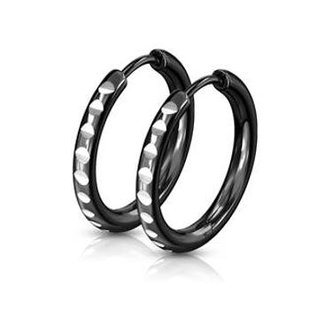 Šperky4U Černé ocelové náušnice kruhy - OPN1639K-12