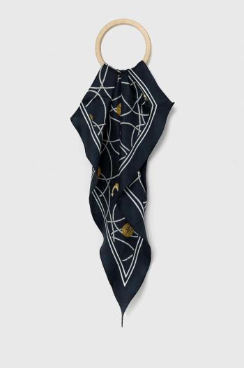 Hedvábný kapesníček Lauren Ralph Lauren tmavomodrá barva