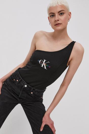 Top Calvin Klein Jeans dámský, černá barva, cold shoulder