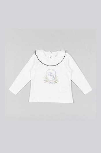 Dětské tričko s dlouhým rukávem zippy bílá barva