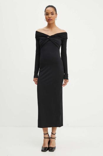 Šaty Rotate Off Shoulder Dress černá barva, midi, 113026100