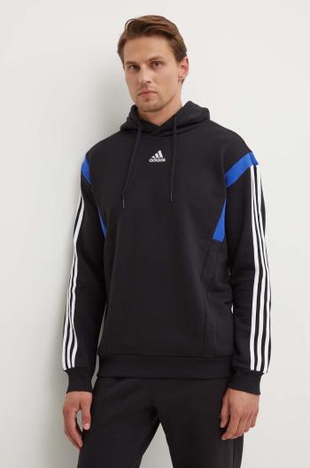 Mikina adidas pánská, černá barva, s kapucí, vzorovaná, JJ1537