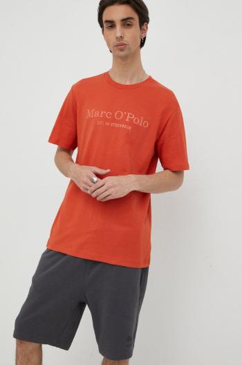 Bavlněné tričko Marc O'Polo oranžová barva, s potiskem