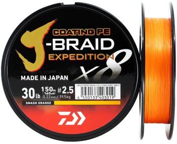 Daiwa splétaná šňůra j-braid expedition x8e smash orange 300 m - 0,20 mm 16 kg