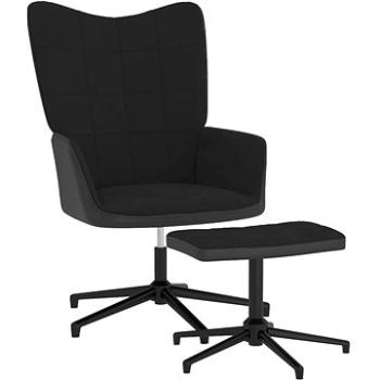 Relaxační křeslo se stoličkou černé samet a PVC, 327848 (327848)