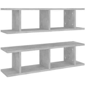 Nástěnné police 2 ks betonově šedé 78 x 18 x 20 cm dřevotříska (807191)