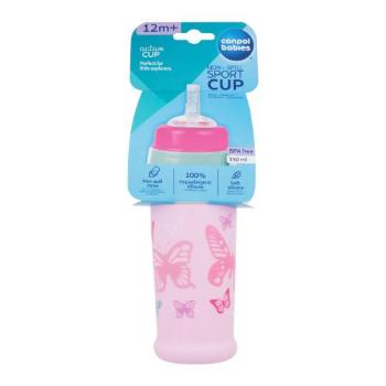 Canpol babies Active Cup Non-Spill Sport Cup Butterfly Pink 350 ml hrneček pro děti